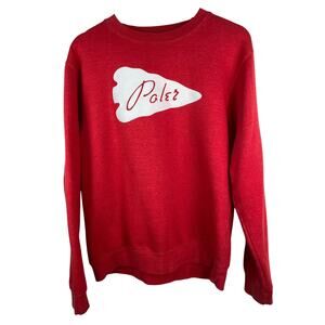 Poler‎ Size M Red White Logo Long Sleeve Pullover Sweatshirt *